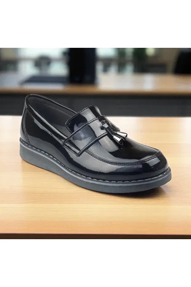 Детские туфли для мальчиков с замшевой отделкой Jojo Kids, Black Patent Leather — фото 3