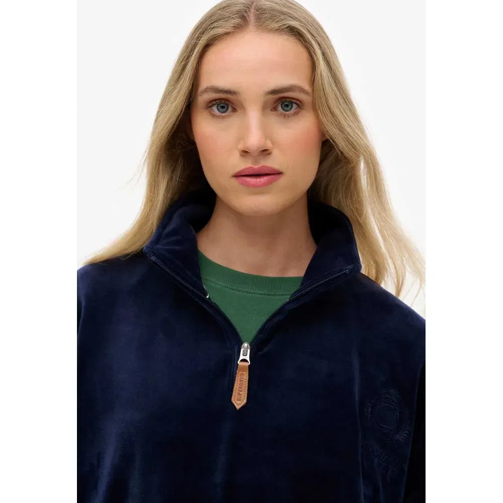 Худи на молнии Superdry Country Club Velour, синий — фото 4