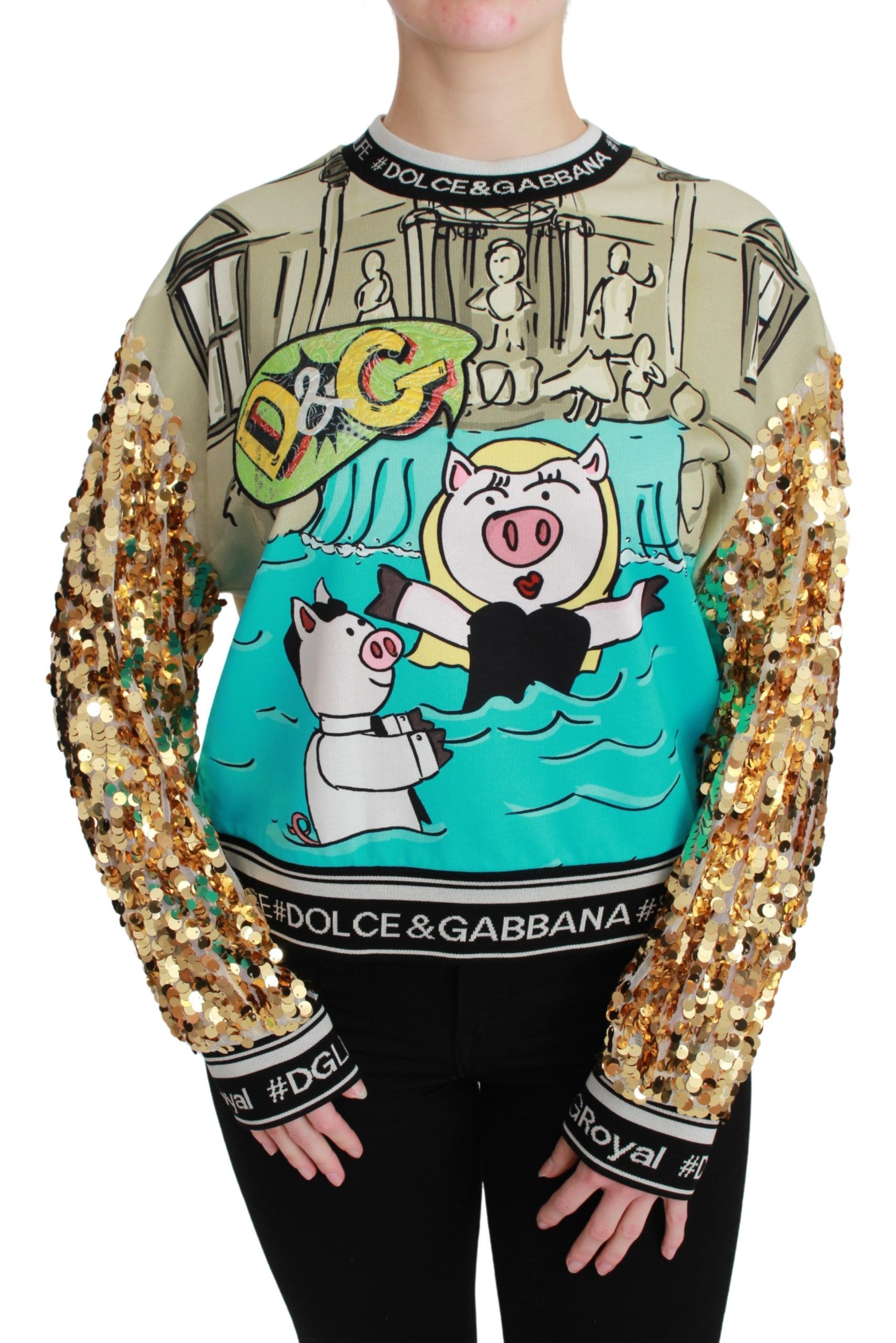 

Шикарный свитер с разноцветными мотивами, расшитый пайетками Dolce & Gabbana