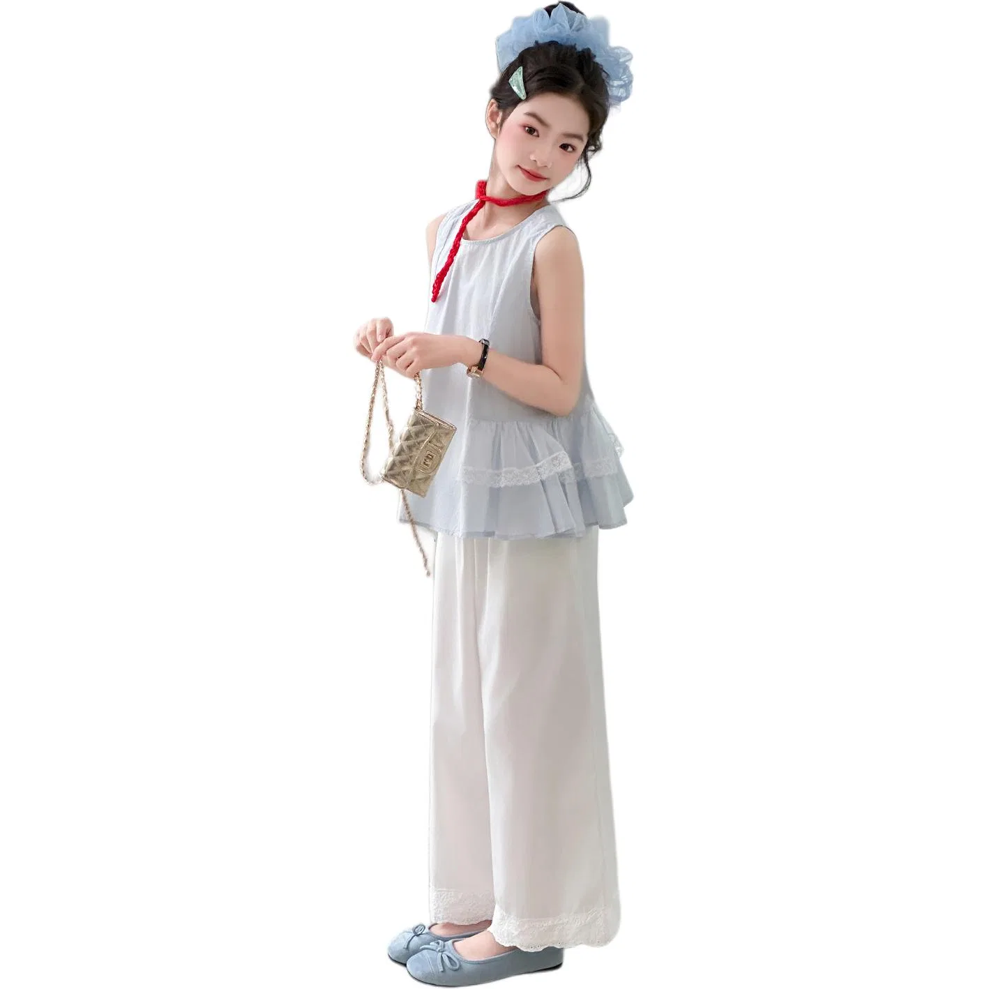 Детский спортивный комплект с круглым вырезом, Sky Blue Two-Piece Set, MADALLO, Sky Blue