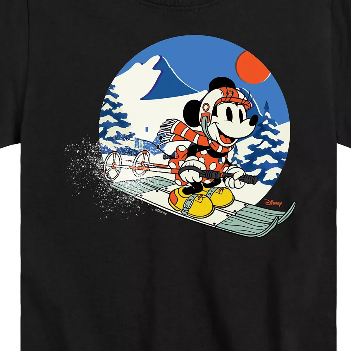 Детская футболка с коротким рукавом с принтом Minnie Ski Disney, Black — фото 2