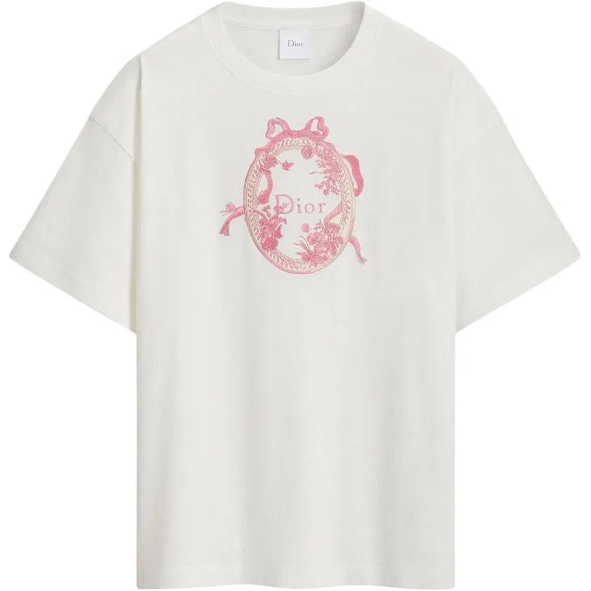 Женская футболка с круглым вырезом White DIOR, Белый