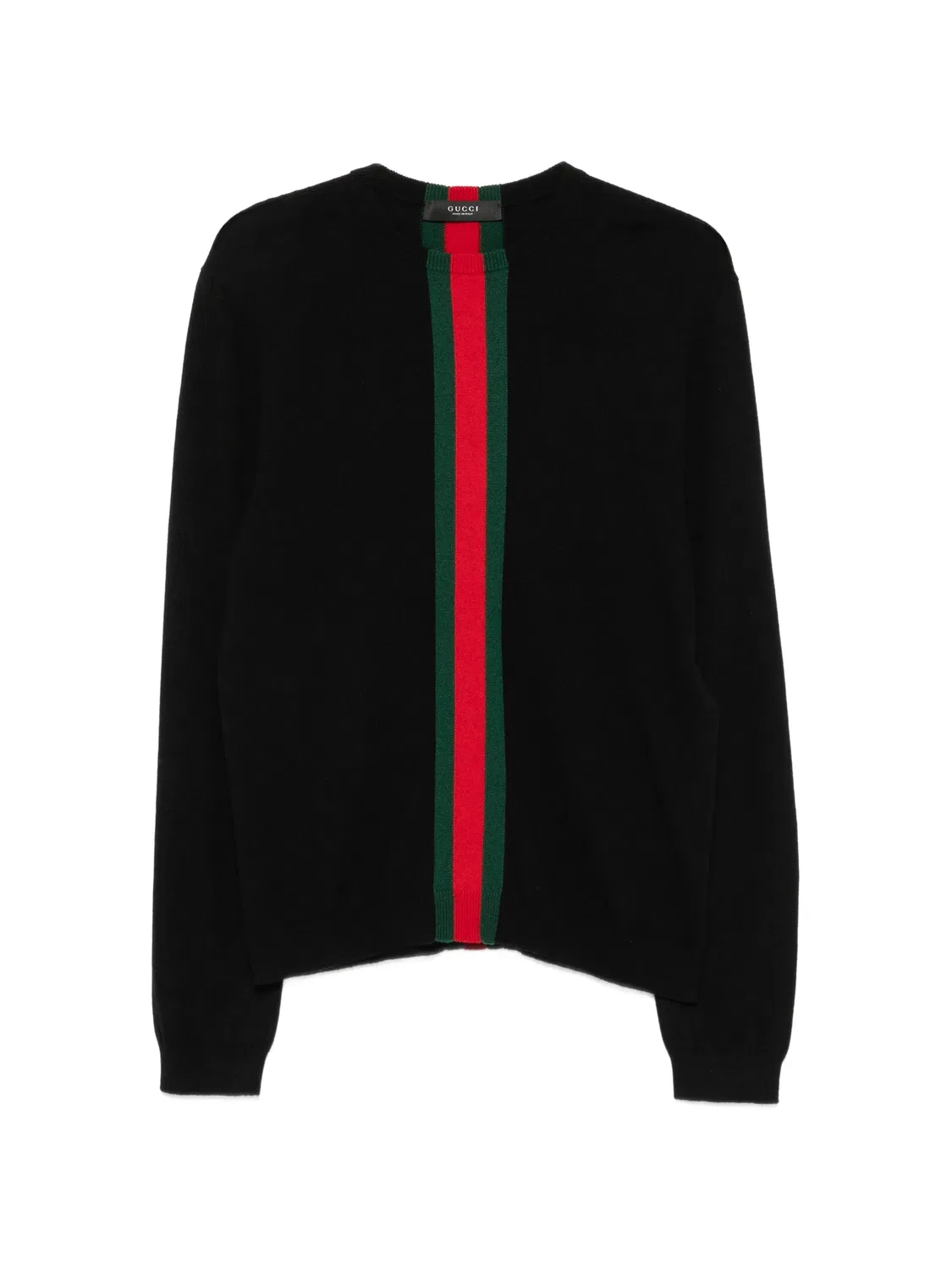 Джемпер кашемировый с полоской Web Gucci, черный