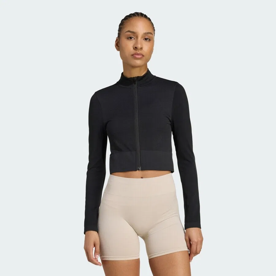 Спортивный кардиган ADIDAS PERFORMANCE 'Essentials' черного цвета — фото 2
