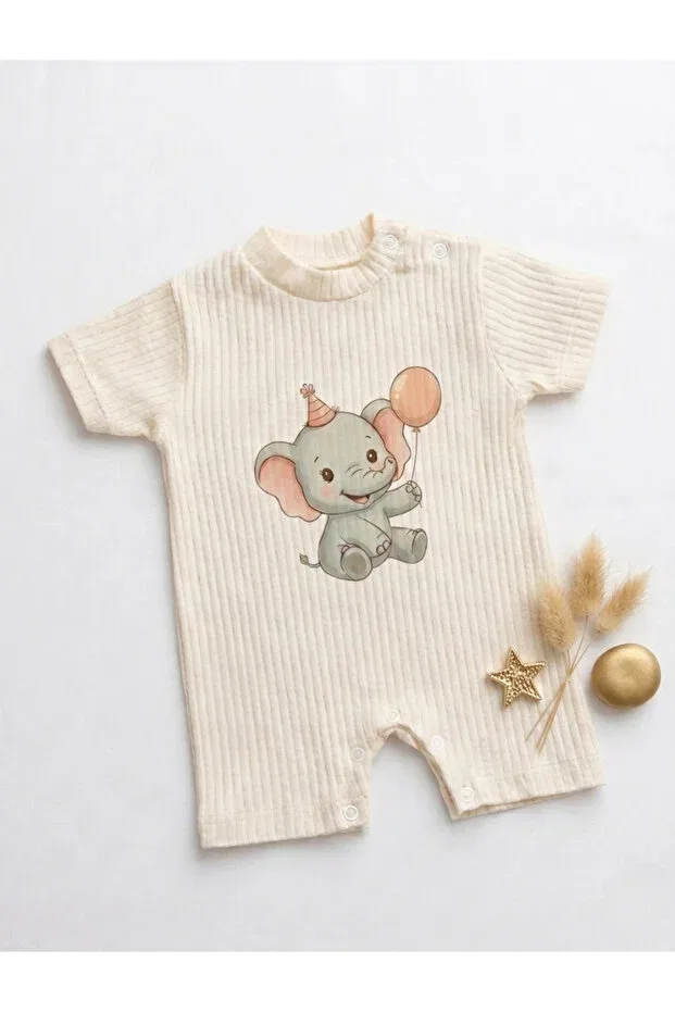 Детское боди-комбинезон для новорожденных с принтом Elephant Jakc Ways, Beige — фото 3