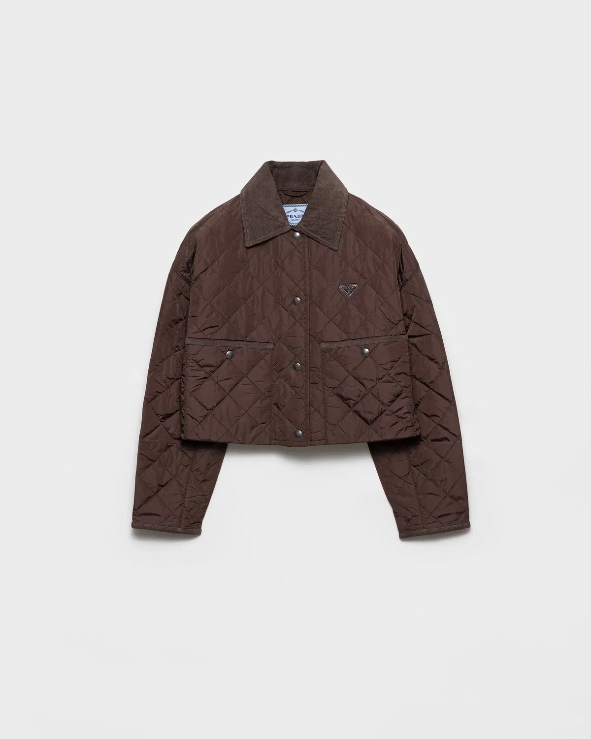 Укороченная куртка-блузон из Re-Nylon Prada, коричневый