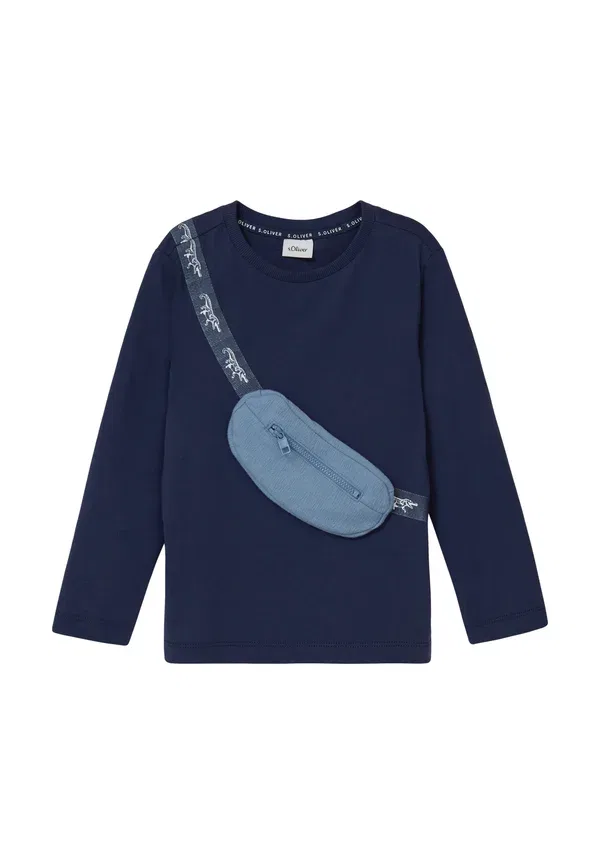 Лонгслив с нагрудным карманом Longsleeve mit aufgesetzter reissverschlusstasche S.Oliver, Tiefblau, синий — фото 2