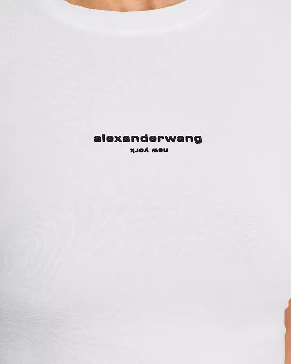Женская футболка с принтом Fitted Logo Tee Alexander Wang, белый — фото 4