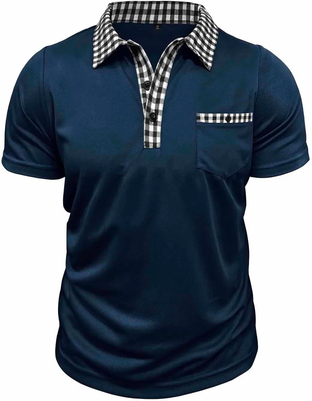 Мужская футболка с воротником свободного кроя Plaid, Navy — фото 4