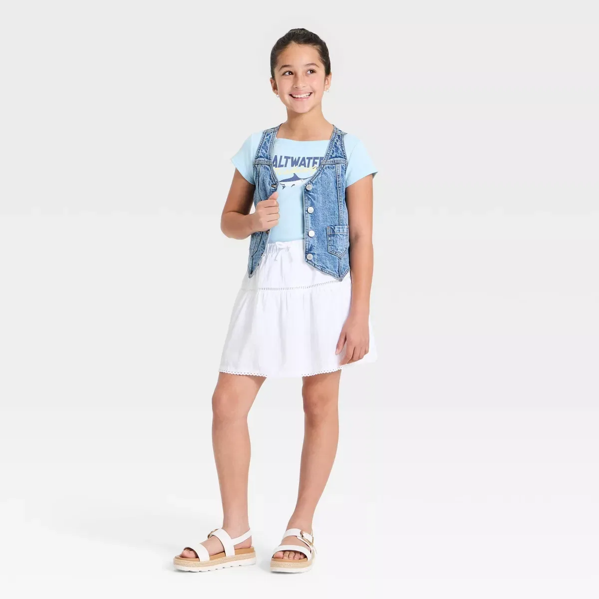 Детская юбка-шорты с ярусом GIRLS ART CLASS, White — фото 3