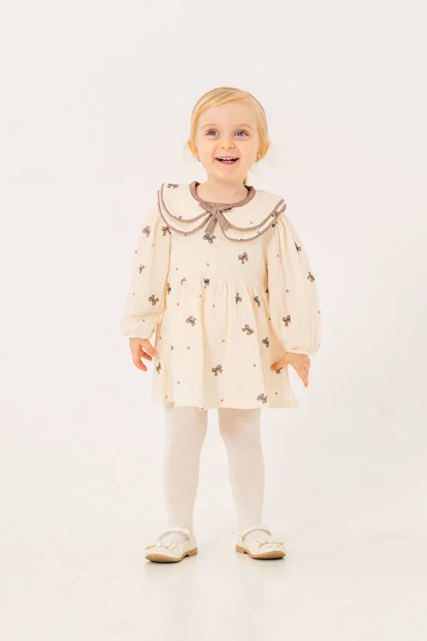 Детское платье для девочек с бантом Jnf Kids, Ecru
