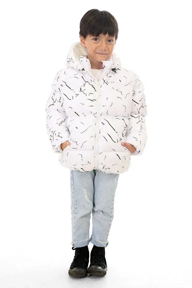 Детское пальто для девочек ветрозащитное с капюшоном Sports Boy Royalside, White