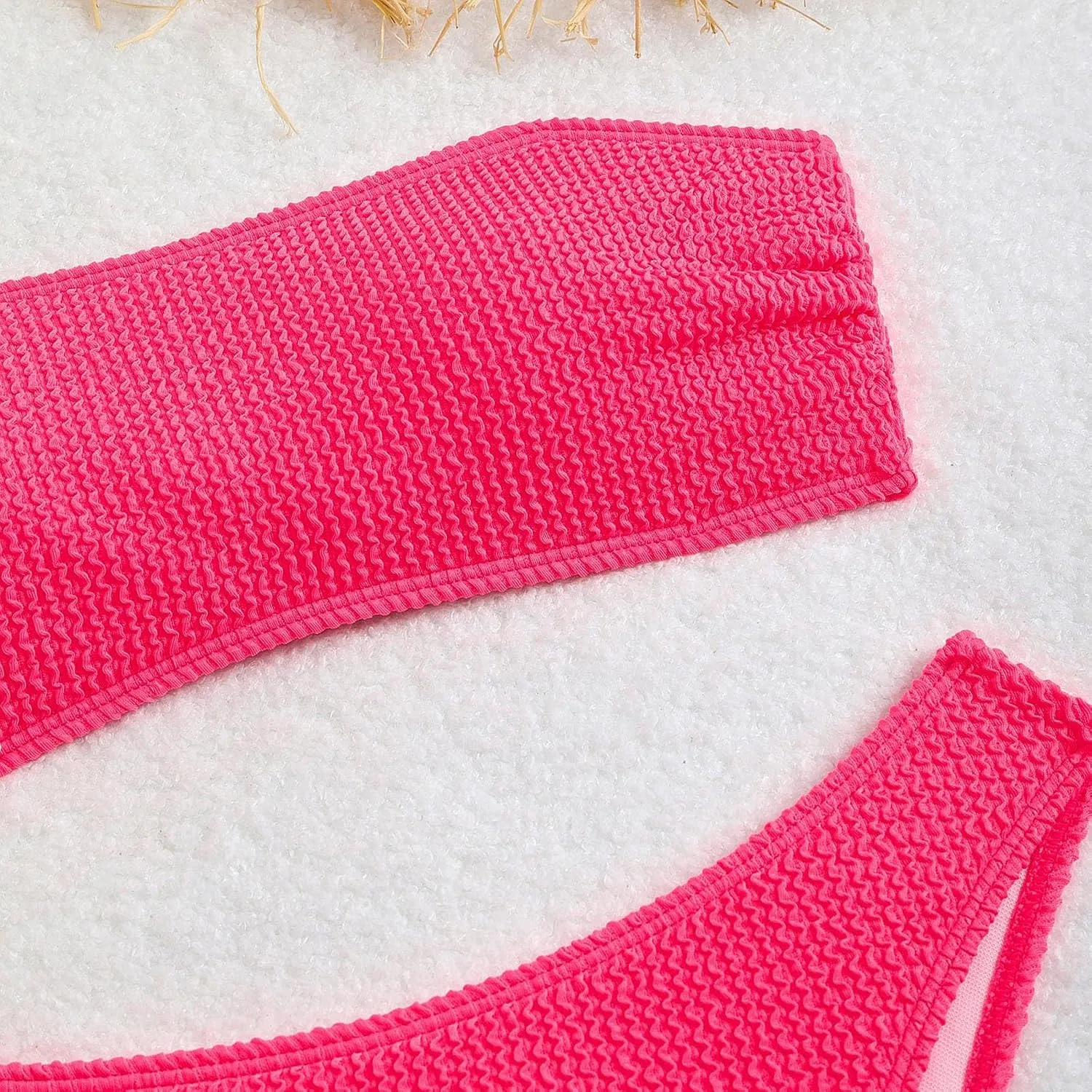 Женский бикини-комплект с пуш-ап и высоким вырезом, Hot Pink — фото 3