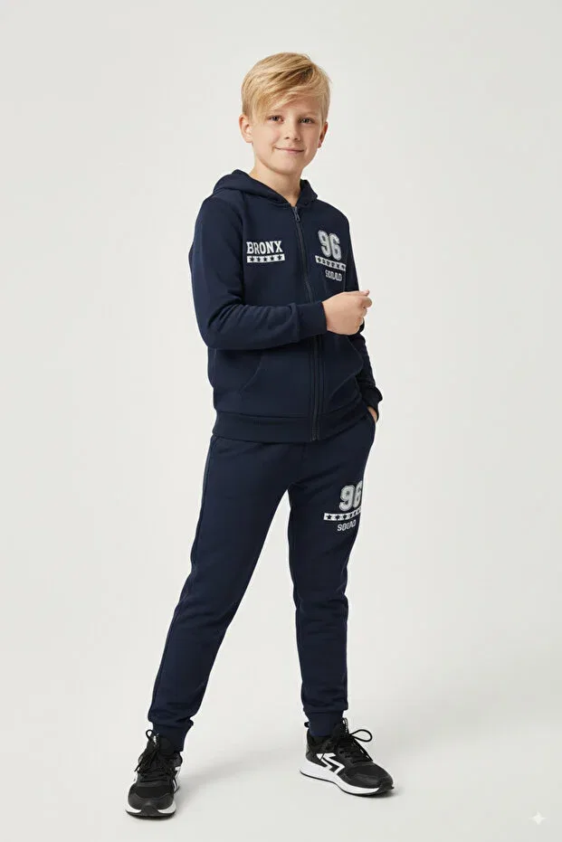 Детский спортивный костюм для мальчиков с принтом 96 Bronx Panios Kids, Navy Blue — фото 3