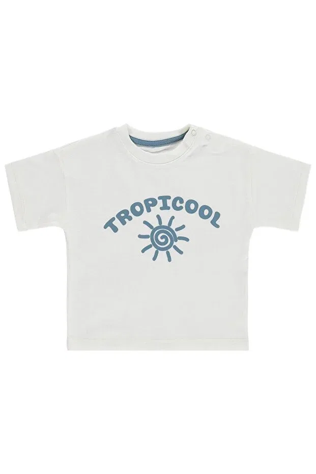 Детская футболка для мальчиков с принтом Tropicool Civil Baby, Ecru