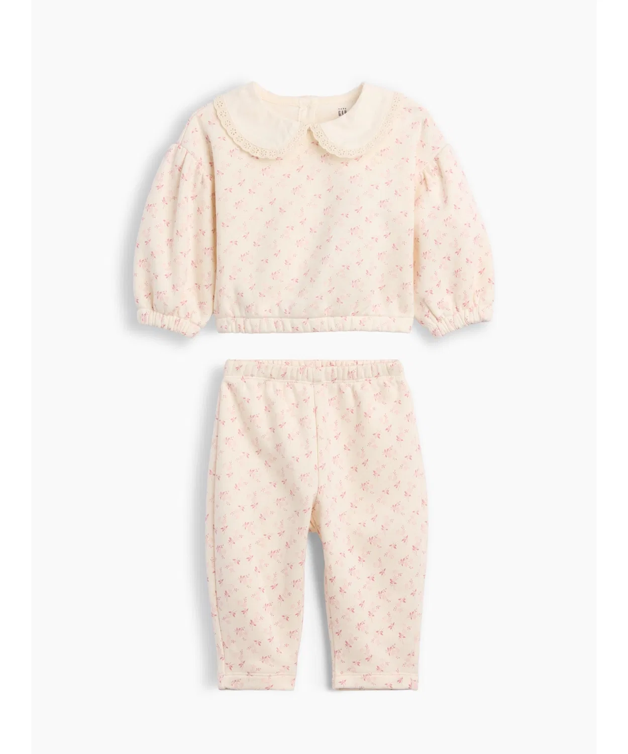 Детский комплект из футера с кружевным воротником Vintage Soft GAP, Белый