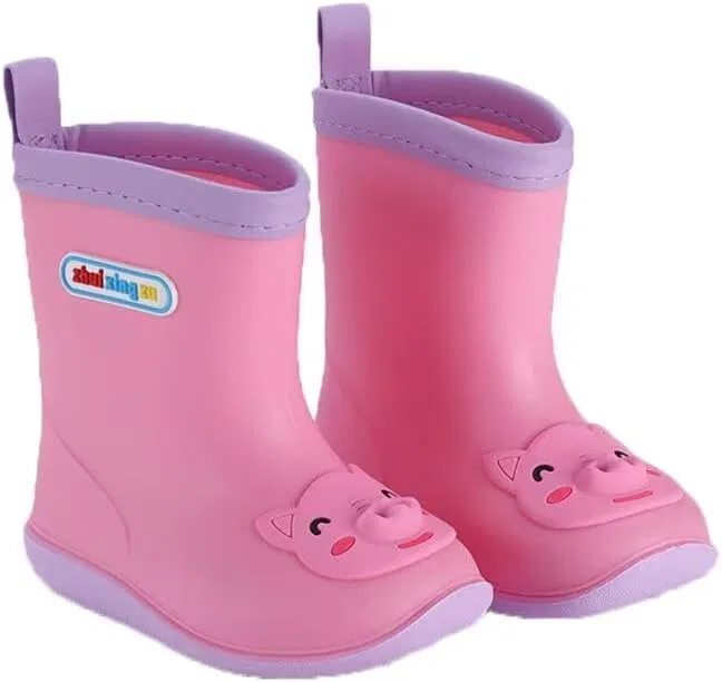 Детские сапоги для девочек и мальчиков с мультяшным принтом Zonkacen, Pink Pig
