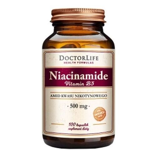 

Doctor Life Niacinamide Vitamin B3 БАД никотинамид 500мг, 100 кап./1 уп.