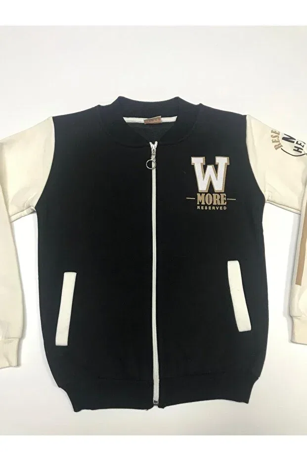 Детский кардиган на молнии с принтом Baby Slon Kids Clup, Black-Cream — фото 2