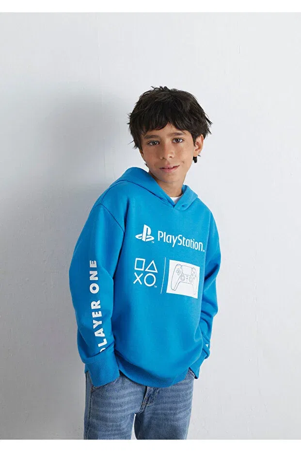 Детское худи для мальчиков с принтом Playstation Mavi, Blue-70772
