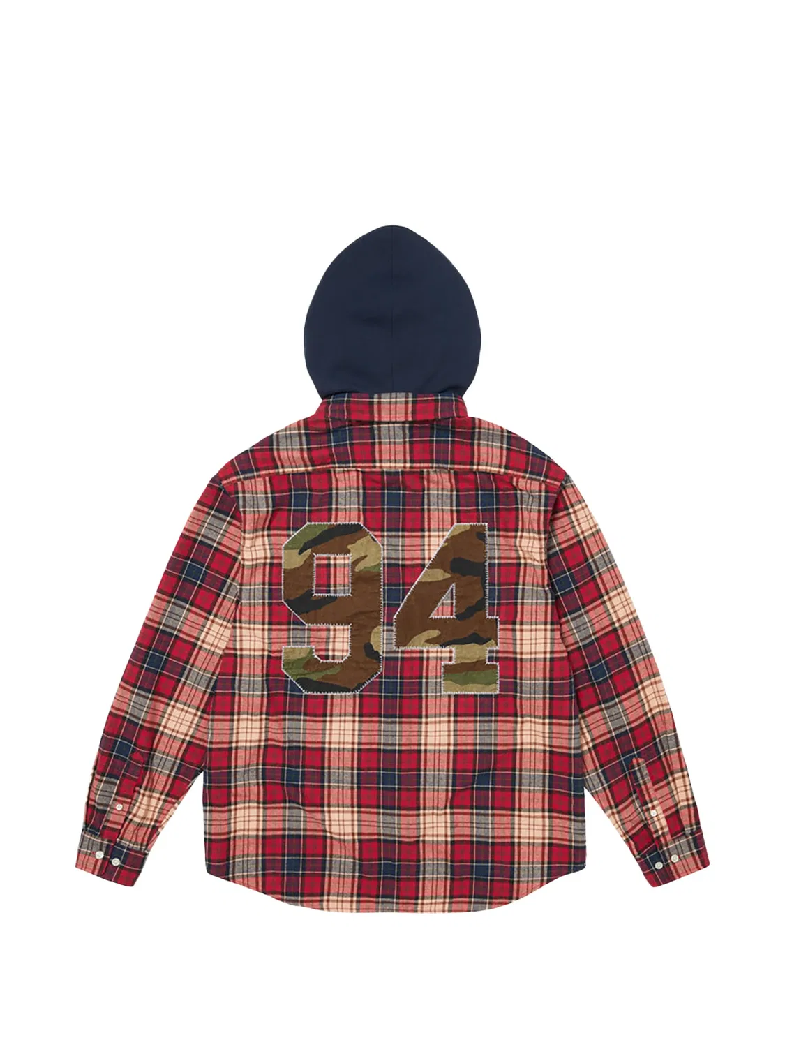 Фланелевая рубашка с капюшоном в клетку Supreme, красный — фото 2