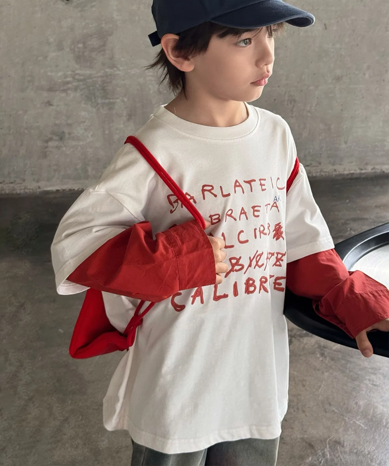 Детская футболка с длинным рукавомс принтом aimoha, Off White
