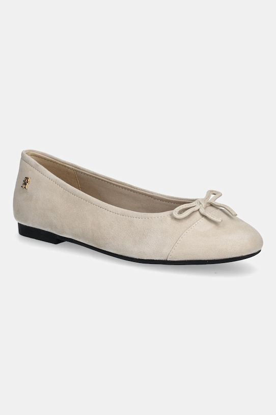 Замшевые балетки TOE CAP SUEDE BALLERINA с мыском Tommy Hilfiger, бежевый