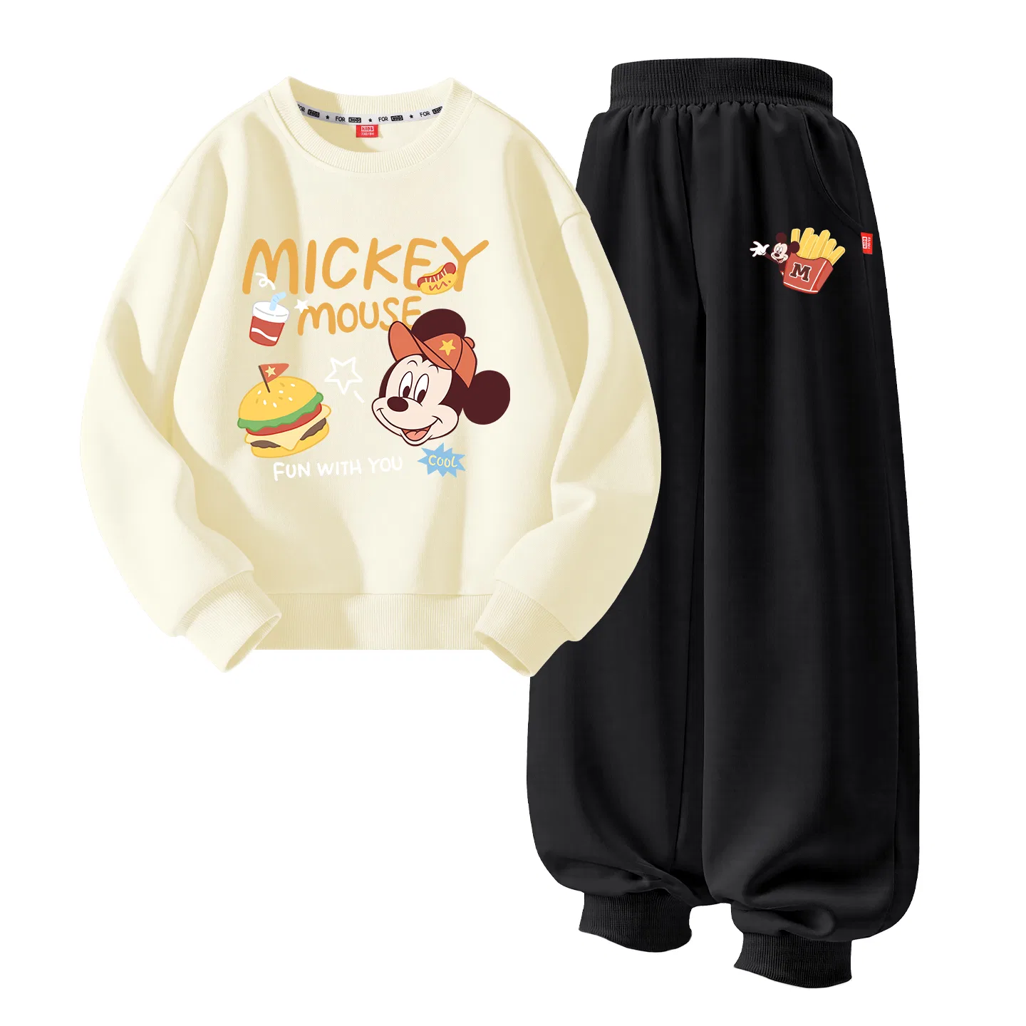 Детский спортивный костюм с принтом Disney, Цвет Di Hamburger Crispy Cake Yellow+Di French Fries K Black