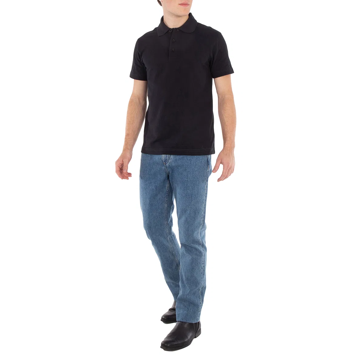 Поло из хлопка с вышитым логотипом Logo Embroidered Straight Hem Cotton Polo Shirt Burberry, Black — фото 4