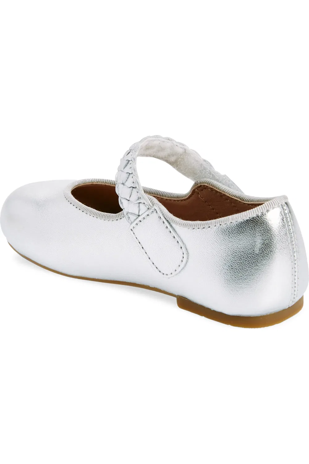 Детские туфли Мэри Джейн с плетеным ремешком Lady Plat OLD SOLES, Silver/Gum Sole — фото 2