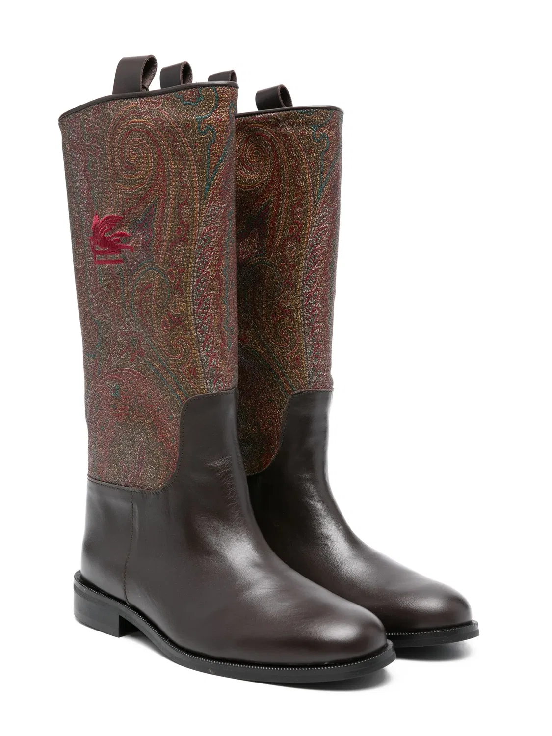 Ботинки из кожи с узором paisley ETRO, коричневый