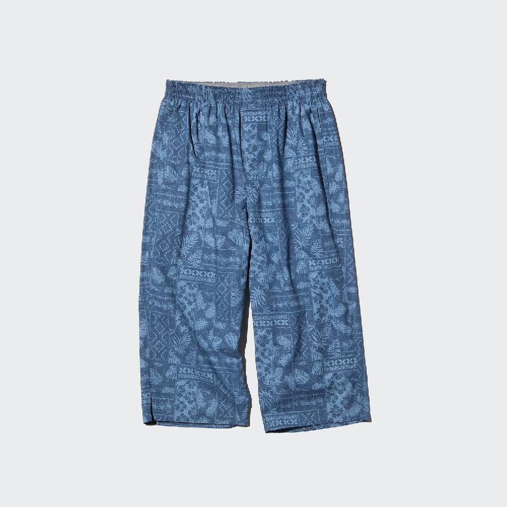 Удлиненные шорты Uniqlo Botanical Print Front Opening, 67 синий