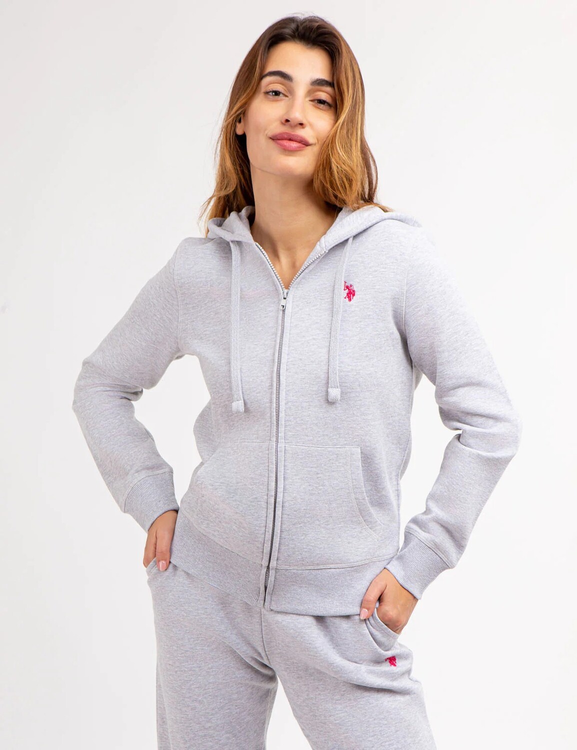 

Худи U.S. Polo Assn. Fleece Full Zip Logo, серый