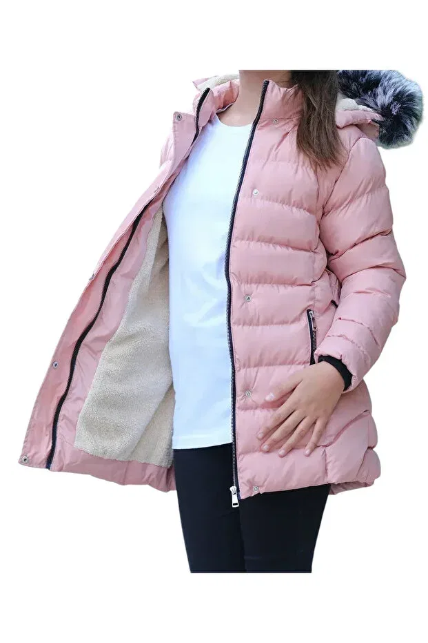 Детское пальто для девочек с капюшоном Irem Çocuk Giyim, Pink — фото 3