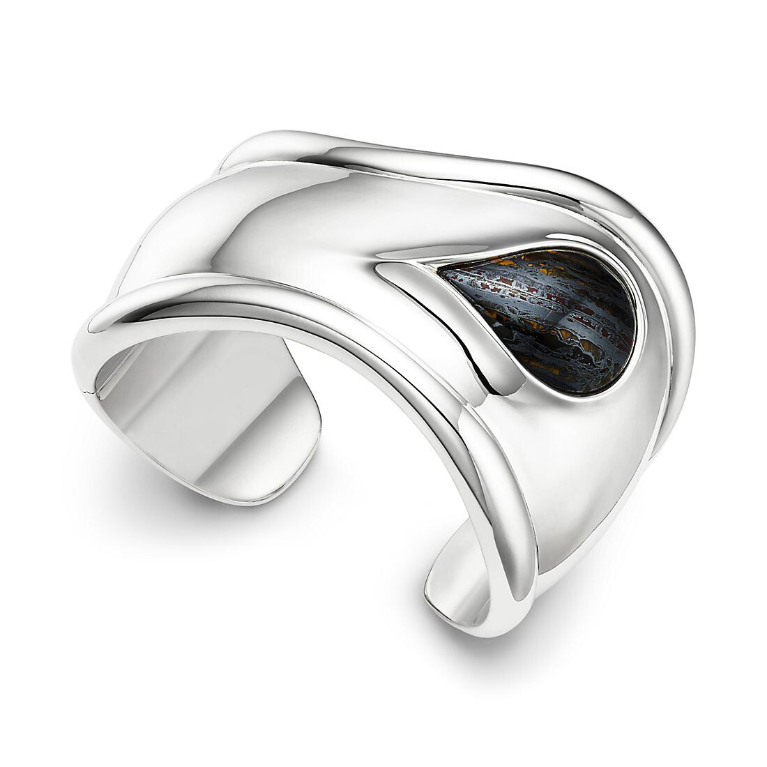 Браслет Tiffany & Co. Elsa Peretti Small Bone, серебро/тигровое железо — фото 2