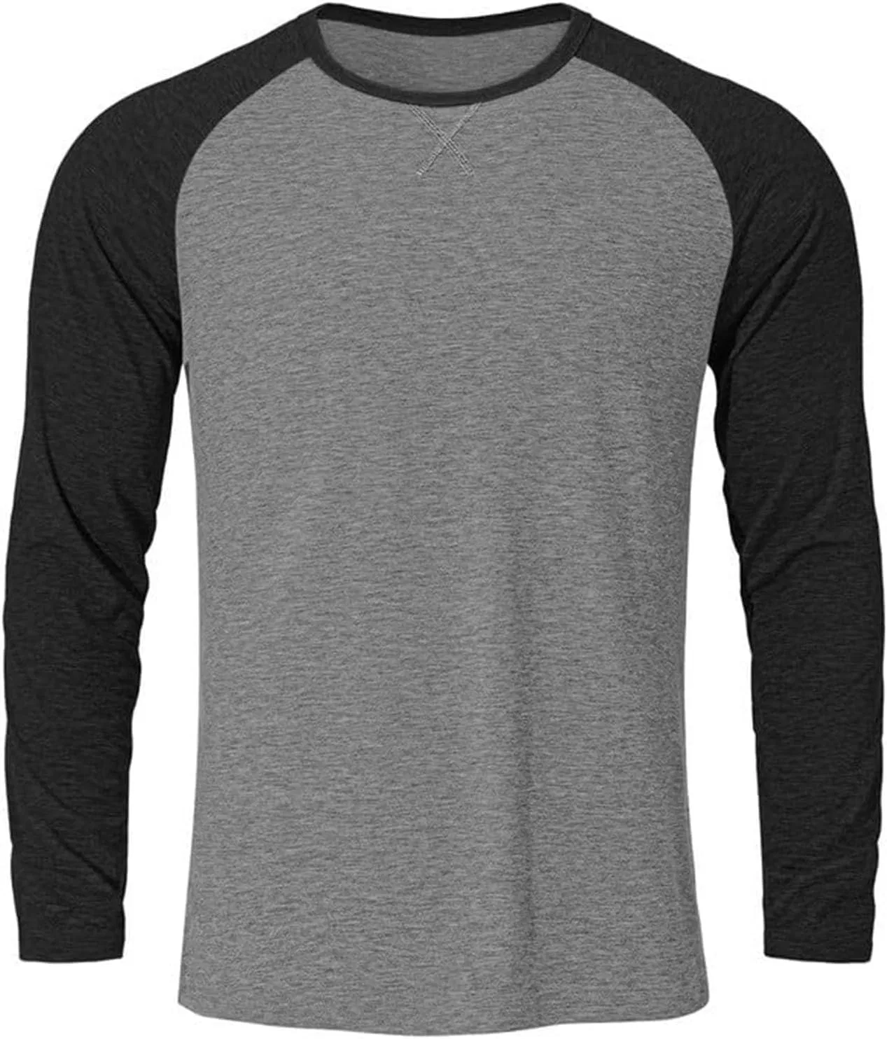 Мужская бейсбольная футболка с цветными блоками рукавов, Loose Fit, Grey — фото 4