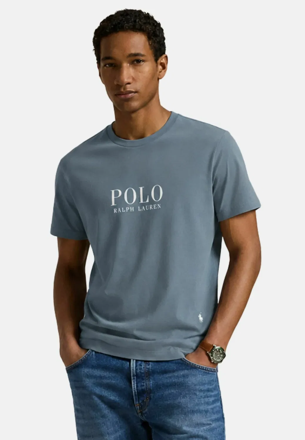 Футболка с принтом, длиной до колена, с коротким рукавом Polo Ralph Lauren, Blue-