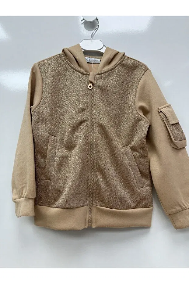 Детская куртка для девочек с блестками Nk Kids, Brown — фото 3