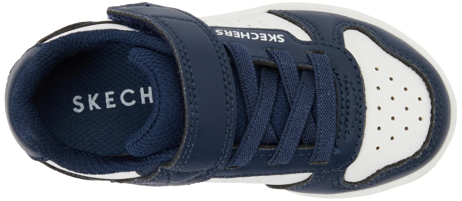 Детские кроссовки для мальчиков с перфорацией Skechers Quick Street Trainers, Navy Synthetic White Trim — фото 3