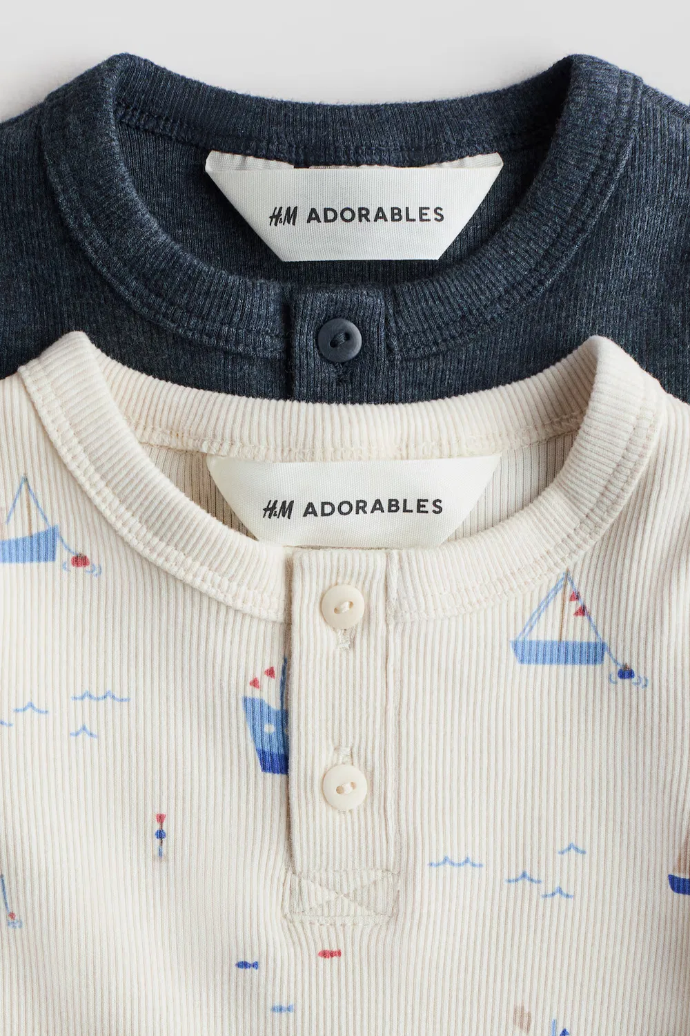 Комплект из двух хлопковых рубашек-поло H&M, Marineblau/Boote — фото 2