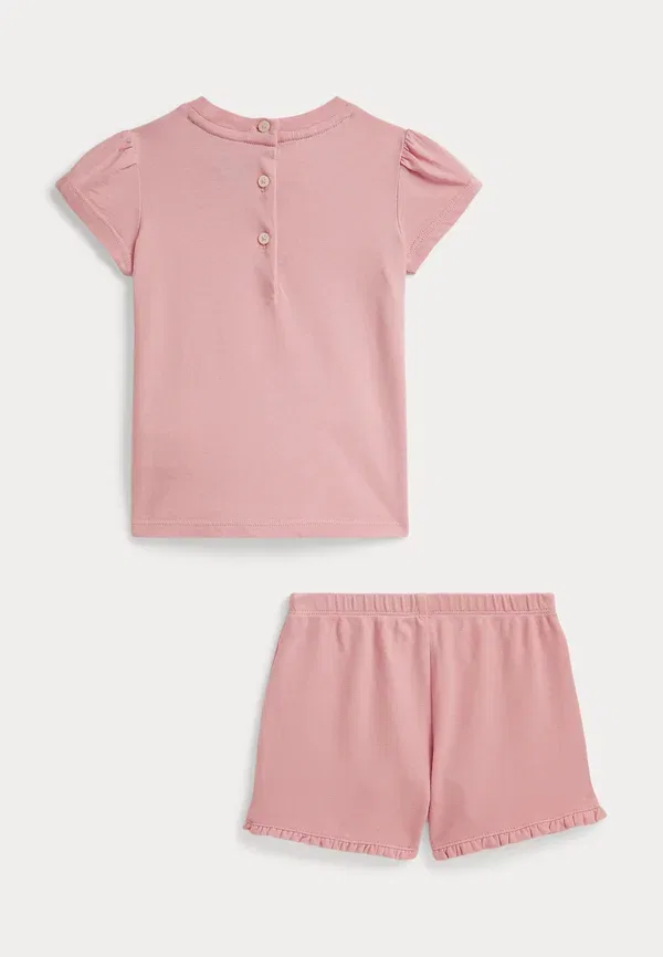 Комплект из джерсовой футболки и шорт с принтом Polo bear jersey tee & mesh short 0-2y set Polo Ralph Lauren, Adirondack Rose — фото 2