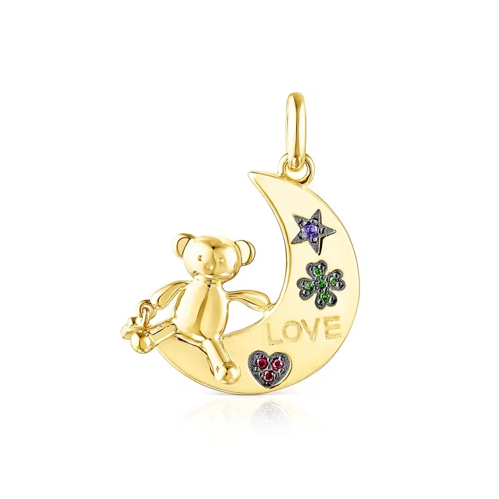 

Шарм-подвеска Tous Teddy Bear Moon-bear With Gemstones, вермель