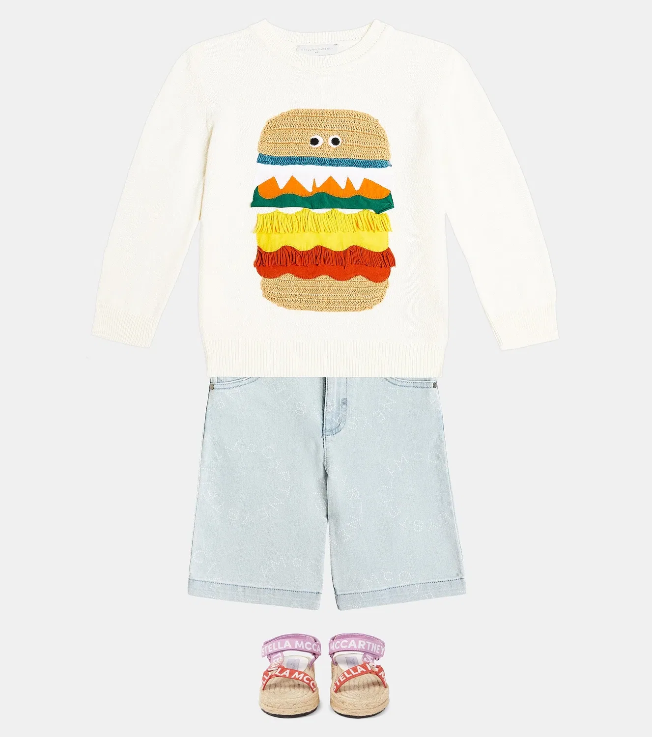 Джемпер хлопковый с интарсией Stella Mccartney Kids, белый — фото 2