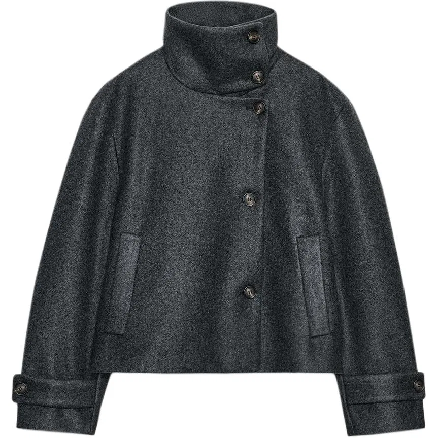 Женское пальто с принтом зебры, средней длины Stand Collar, ZARA, Zebra Print Gray