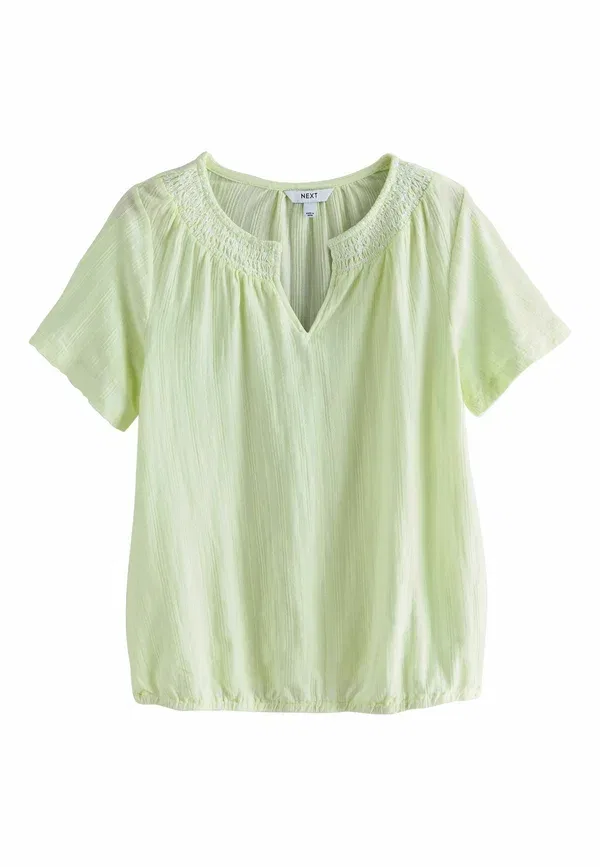Блуза Next, Tall fit short sleeve notch neck shirred bubblehem t-shirt, зелёный