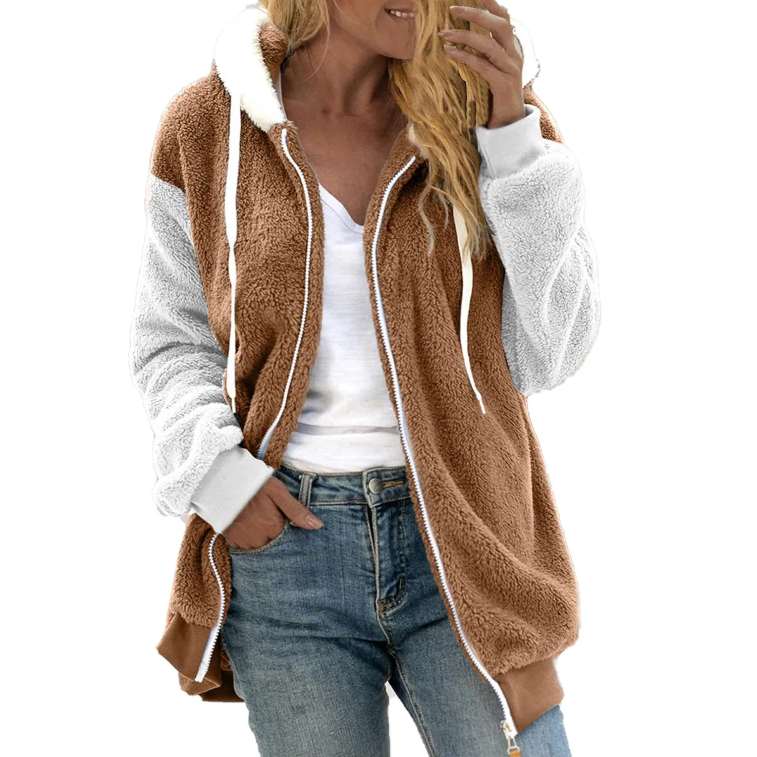 Женское утеплённое пальто с капюшоном и меховой подкладкой, Dark Khaki
