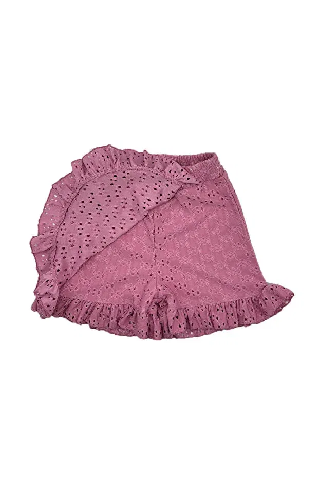Детские шорты-юбка для девочек хлопковые Scallop By Piera, Pink — фото 4