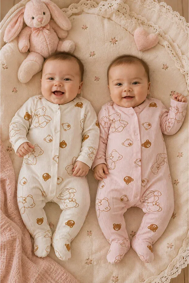 Детский комбинезон для девочек с принтом Basics My Babies Label, Pink — фото 2