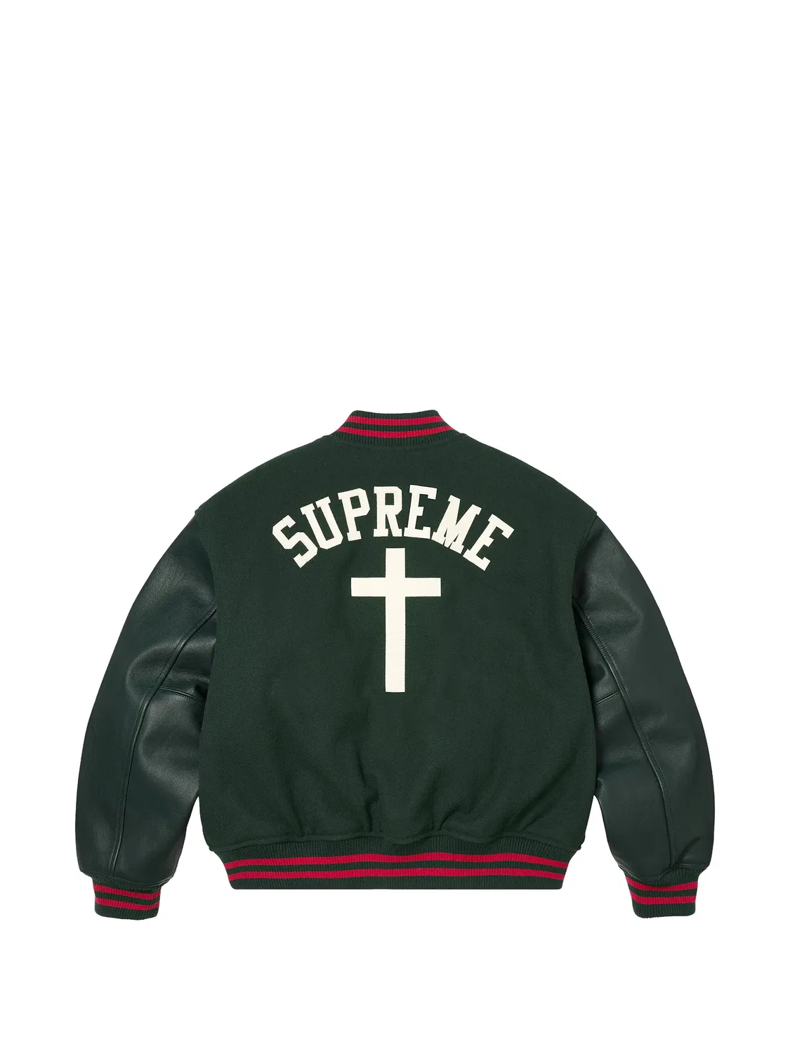 Куртка-бомбер Cross из шерсти и кожи Supreme, зеленый — фото 2