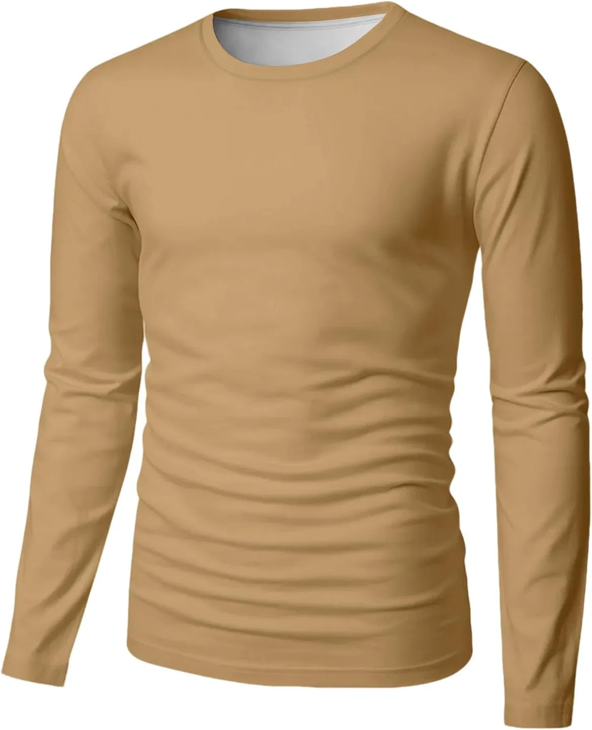 Мужская повседневная футболка с длинным рукавом, Light Brown — фото 4